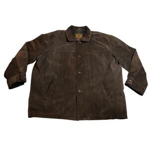 St. John's Bay Men's 100% Suede Leather Flannel Lined Jacket Size XXL Outerwear
